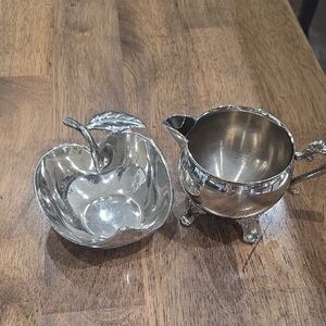 Silver Plated Apple Dish And Creamer Bowl